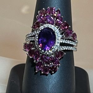 🍇African Amethyst Rhodium/925 Ring& AmethystGuard